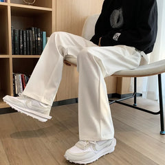 Voguable Khaki Black White Suit Pants Men's Fashion Business Society Men Dress Pants Korean Casual Wide-leg Pants Men Straight Trousers voguable