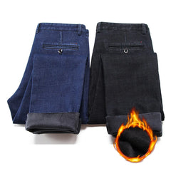 Fleece Warm Winter Denim Jeans Straight Babby Stretch Pants Jeans For Man Black Classic Vintage Jeans trousers voguable