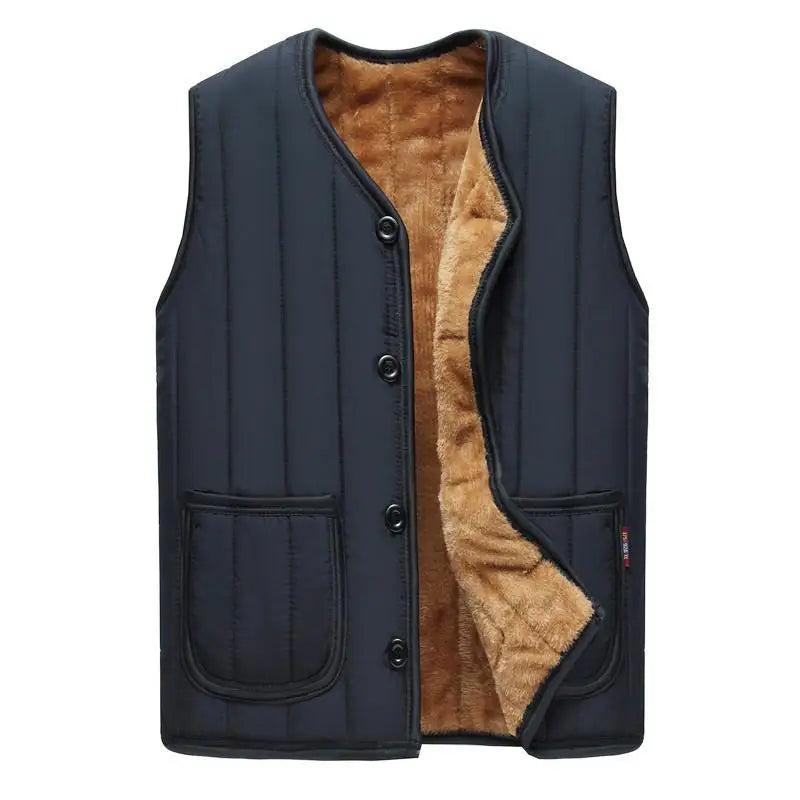 2023 Men's Black Fleece Vest Winter Sleeveless Outerwear Warm Fleece Liner Vests Plus Size 2Xl 3Xl 4Xl Soft Warm Brand Hot Sale voguable