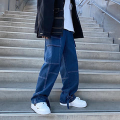 Men Jeans Wide Leg Denim pants Loose Straight Baggy Men's Jeans hip hop Streetwear Skateboard Neutral denim Trousers Cargo jeans voguable