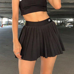 White Pleated Skirt Short Woman Elastic Waist Mini Skirts Sexy Mircro Summer Embroidery Mini Tennis Skirt New Preppy voguable