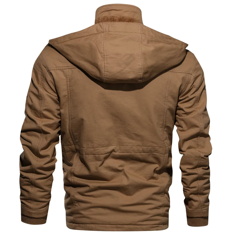 Winter Fleece Jacket Men Casual Thick Thermal Coat Army Pilot Jackets Air Force Cargo Outwear Hooded Jacket Mens Clothes voguable