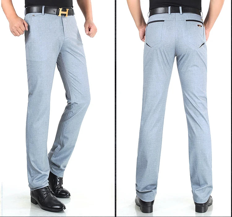 Stretch Formal DressTrousers For Men Summer Straight Classic Men's Total Freedom Relaxed Classic Fit Flat Front Pant voguable