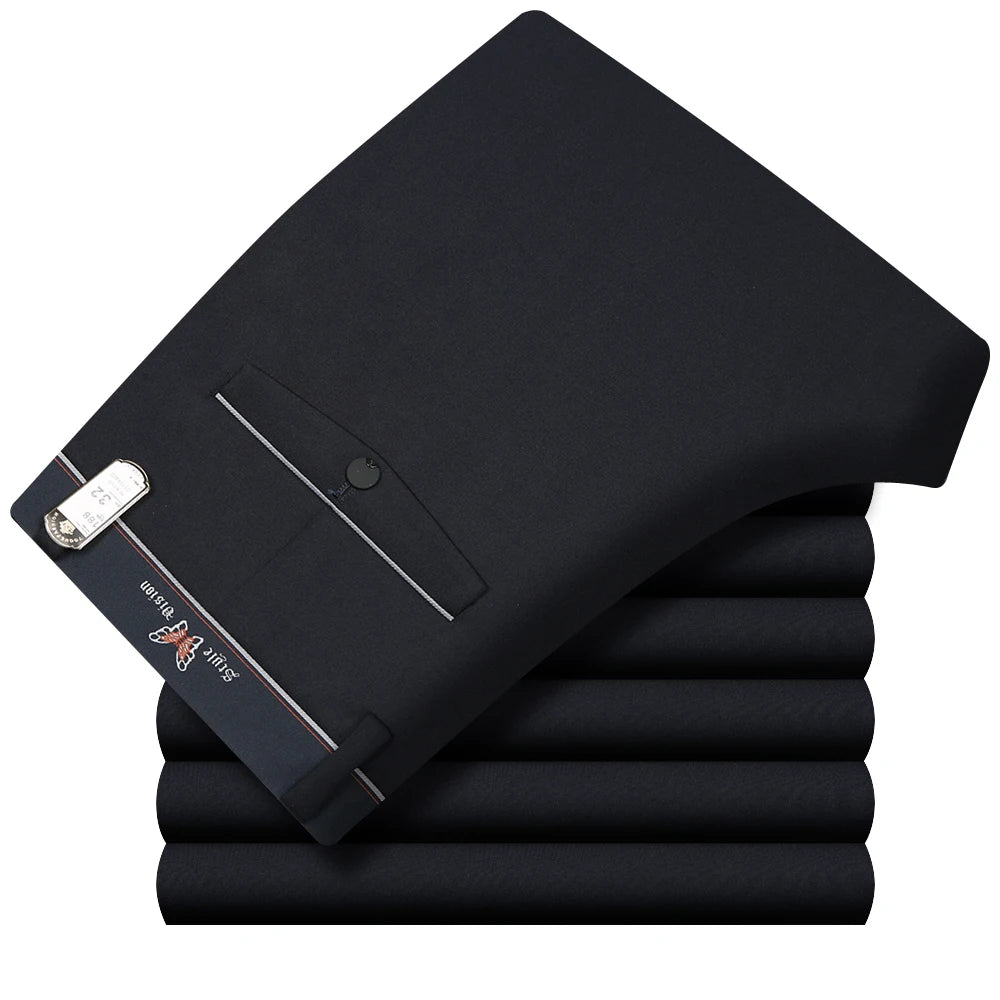 Stretch Formal DressTrousers For Men Summer Straight Classic Men's Total Freedom Relaxed Classic Fit Flat Front Pant voguable