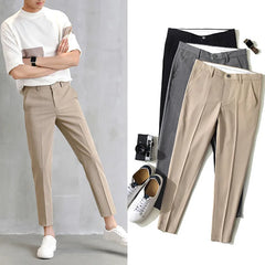 Voguable New Thin Casual Pants Korea Style Straight Slim Suit Bottoms 3 Colors Classic Fashion Business Leisure Solid Color Trousers voguable