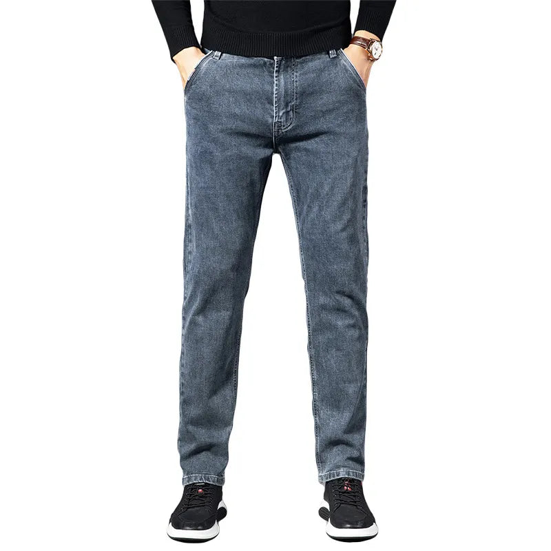 Autumn Summer Denim Jeans Men Straight Stretch Regular Jeans for Man Black Classic Vintage Mens Pant Big Size 29-38 40 voguable