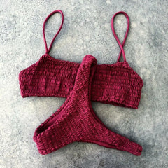 Yellow Ruffles Crochet Sexy Bikini Set Women Push-up Padded Bra Biquini Swimsuit e Swimwear Bathing Suit Mujer