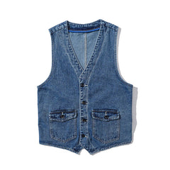Denim Vest Men's Jacket Spring Autumn Jeans Jacket V-neck Design Korean Vest Loose Casual Fashion All-match Style Male Clothing voguable