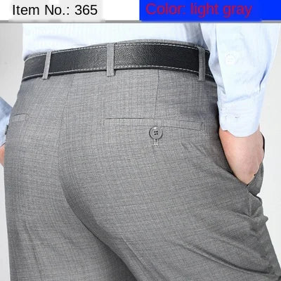 Double Pleated Men Suit Pants High Waist Straight Loose Office Formal Dress Trouser for Man Black Gray Big Size 40 42 44 voguable