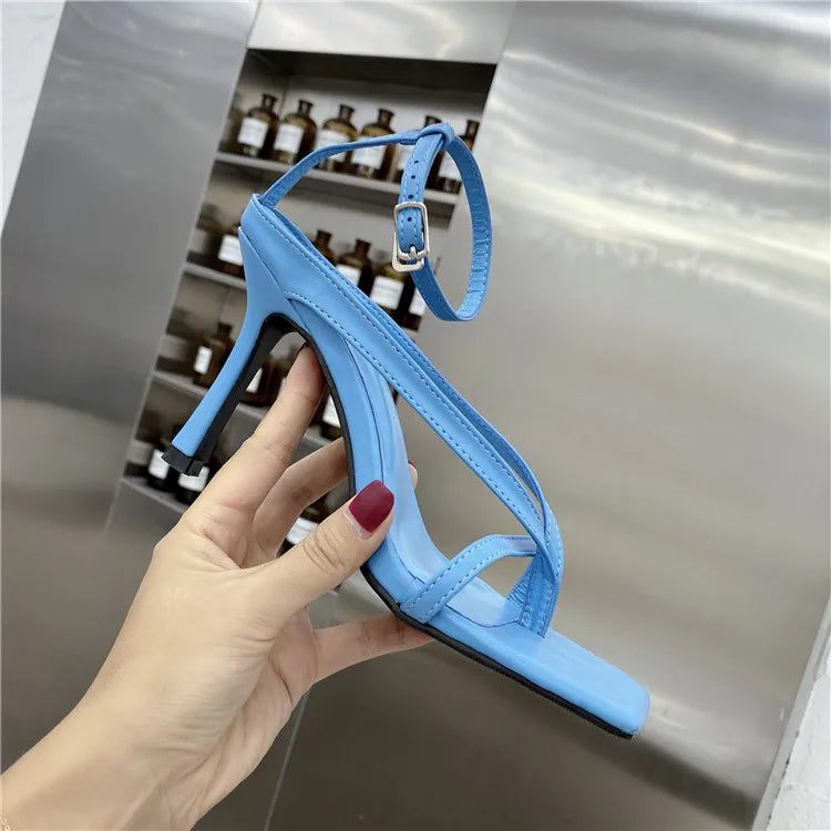 Voguable  Gladiator Sandals High Heels Women Fall Best Street Look Females Square Head Open Toe Clip-On Strappy Shoes voguable