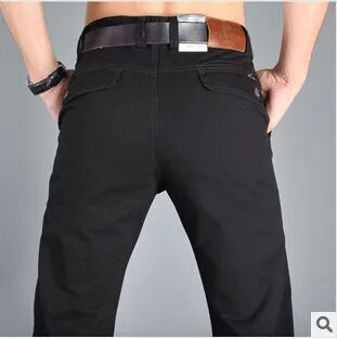 Spring Men Casual Pants Cotton Straight Mens Pants Black Army Khaki Man Trousers Plus Size 40 42 Spring voguable
