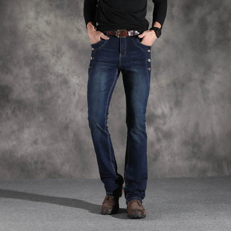 ICPANS Boot Cut Flared Jeans Men Vintage Stretch Regular Fit Jeans Male Casual Mens BootCut Jeans Men Trousers 2019 Fashion Blue voguable