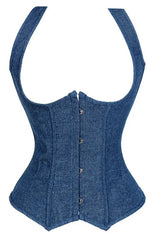 Voguable  Underbust Corset Vest Waist Cincher Vest Cowboy Blue Corsets and Bustiers Top Sexy Women's Plus Size Cowboy Blue voguable