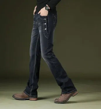 ICPANS Boot Cut Flared Jeans Men Vintage Stretch Regular Fit Jeans Male Casual Mens BootCut Jeans Men Trousers 2019 Fashion Blue voguable