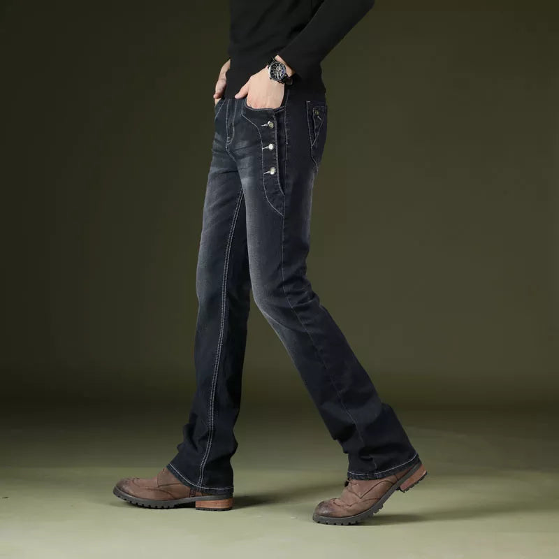 ICPANS Boot Cut Flared Jeans Men Vintage Stretch Regular Fit Jeans Male Casual Mens BootCut Jeans Men Trousers 2019 Fashion Blue voguable