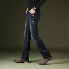 ICPANS Boot Cut Flared Jeans Men Vintage Stretch Regular Fit Jeans Male Casual Mens BootCut Jeans Men Trousers 2019 Fashion Blue voguable