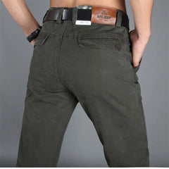 Spring Men Casual Pants Cotton Straight Mens Pants Black Army Khaki Man Trousers Plus Size 40 42 Spring voguable