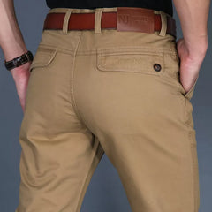 Spring Men Casual Pants Cotton Straight Mens Pants Black Army Khaki Man Trousers Plus Size 40 42 Spring voguable