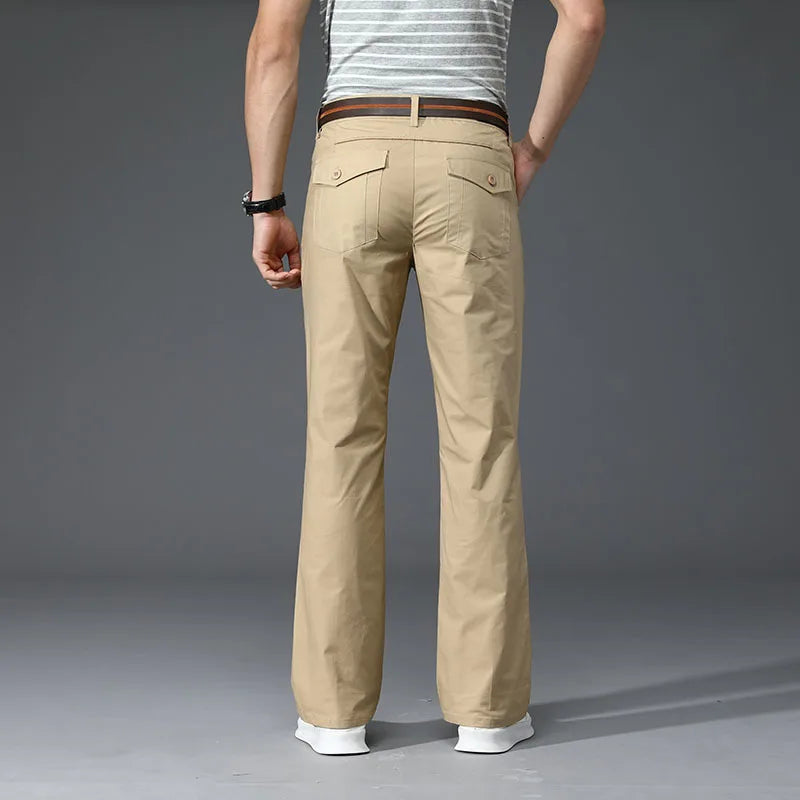 Thin Mens Flared Pants Bootcut Boot cut Cargo Pants Men Leg Fit Classic Flare Vintage Male Straight Trousers white black voguable