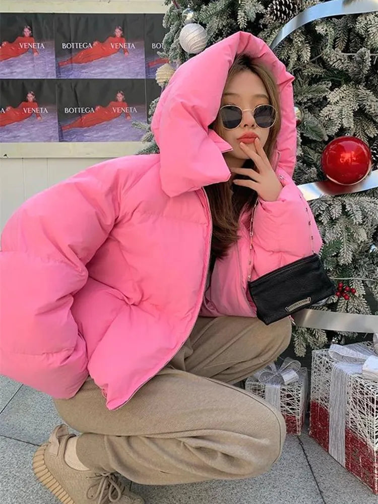 Women's Down Puffer Jackets Winter Korean Fashion Baggy Thickening Warm Bubble Ladies Cropped Coat Cotton Padded Outwear Parkas voguable