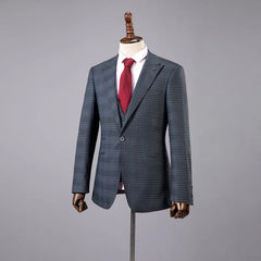 Voguable  Men Suits Latest Coat Plaid Design Tailor-Made Tuxedo 3 Pieces Blazer Groom Groomsman Wedding Business Causal Party Singer voguable