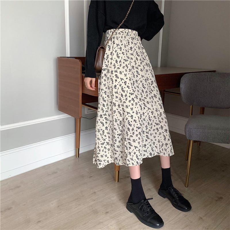 Skirts Women Design High Waist Summer Loose Trendy Elegant Artistic BF A-Line All-match Print Lovely Ins Casual Tender Aesthetic voguable