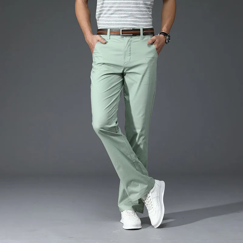 Thin Mens Flared Pants Bootcut Boot cut Cargo Pants Men Leg Fit Classic Flare Vintage Male Straight Trousers white black voguable
