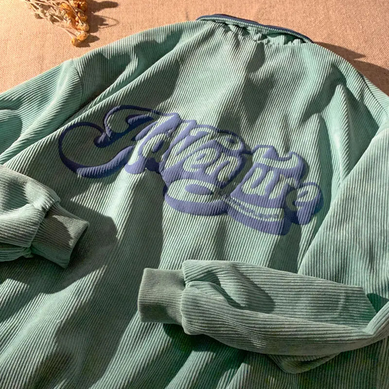 Voguable Retro POLO Collar Bat Sleeve Jacket Women Oversized Corduroy Buttons Up Outerwear New Spring Coat Harajuku Teens Clothes voguable