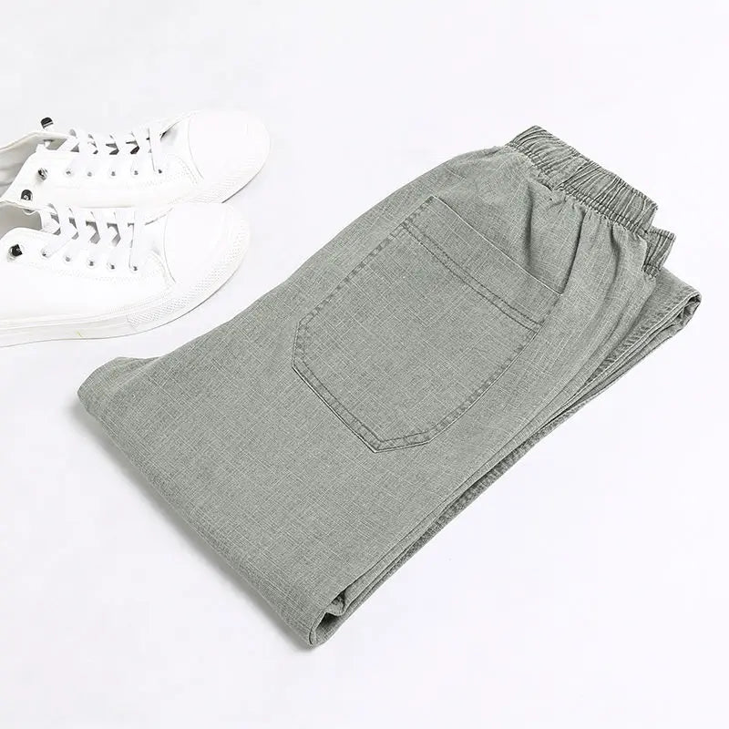 Voguable  Summer Linen Men Casual Pants Work Wear Office Thin Golf Straight Long Formal Suit Trousers Plus Size 5xl New voguable