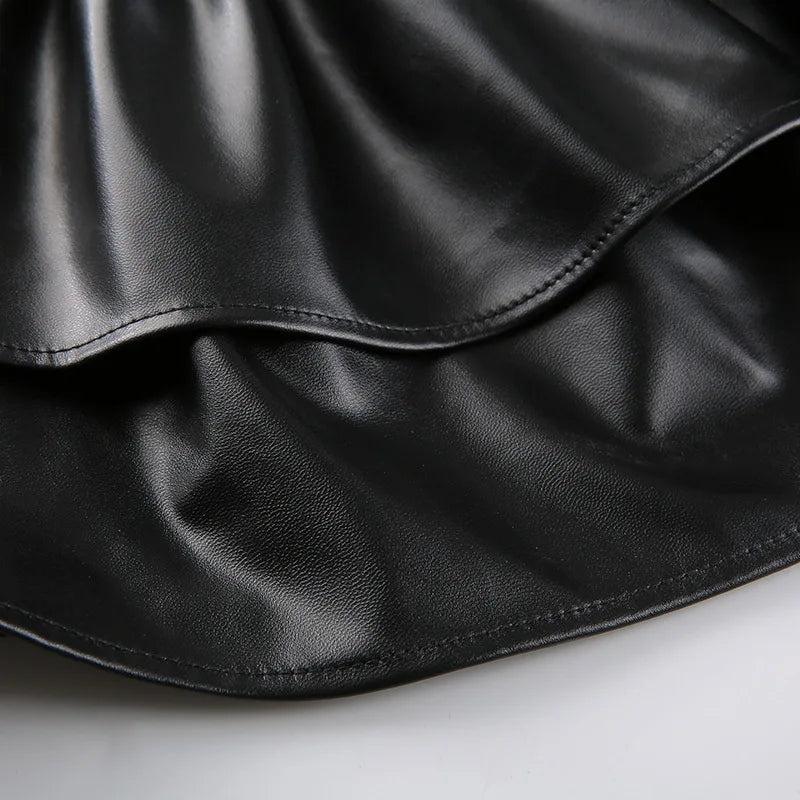 Mall Goth Punk PU Skirt Women Dark Gothic Vintage Bandage High Waist Lolita Skirt Harajuku Streetwear Emo Alt Clubwear voguable