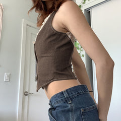 2021 Korean Style Summer Women's Fish Bone Corset Fashion Denim Stitching Sexy Outside Wear Streetwear Jeans Vest Top Mujer voguable