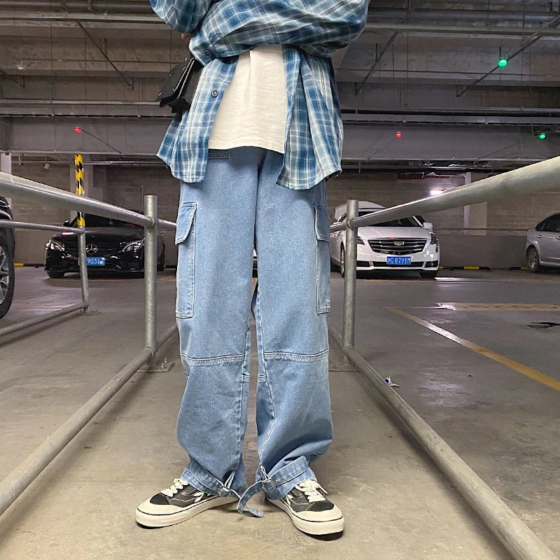 Men Jeans Wide Leg Denim pants Loose Straight Baggy Men's Jeans hip hop Streetwear Skateboard Neutral denim Trousers Cargo jeans voguable