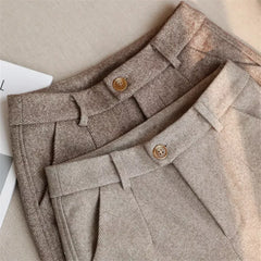 Woolen Pants Women's Harem Pencil Pants Autumn Winter High Waisted Casual Suit Pants Office Lady Women Trousers voguable