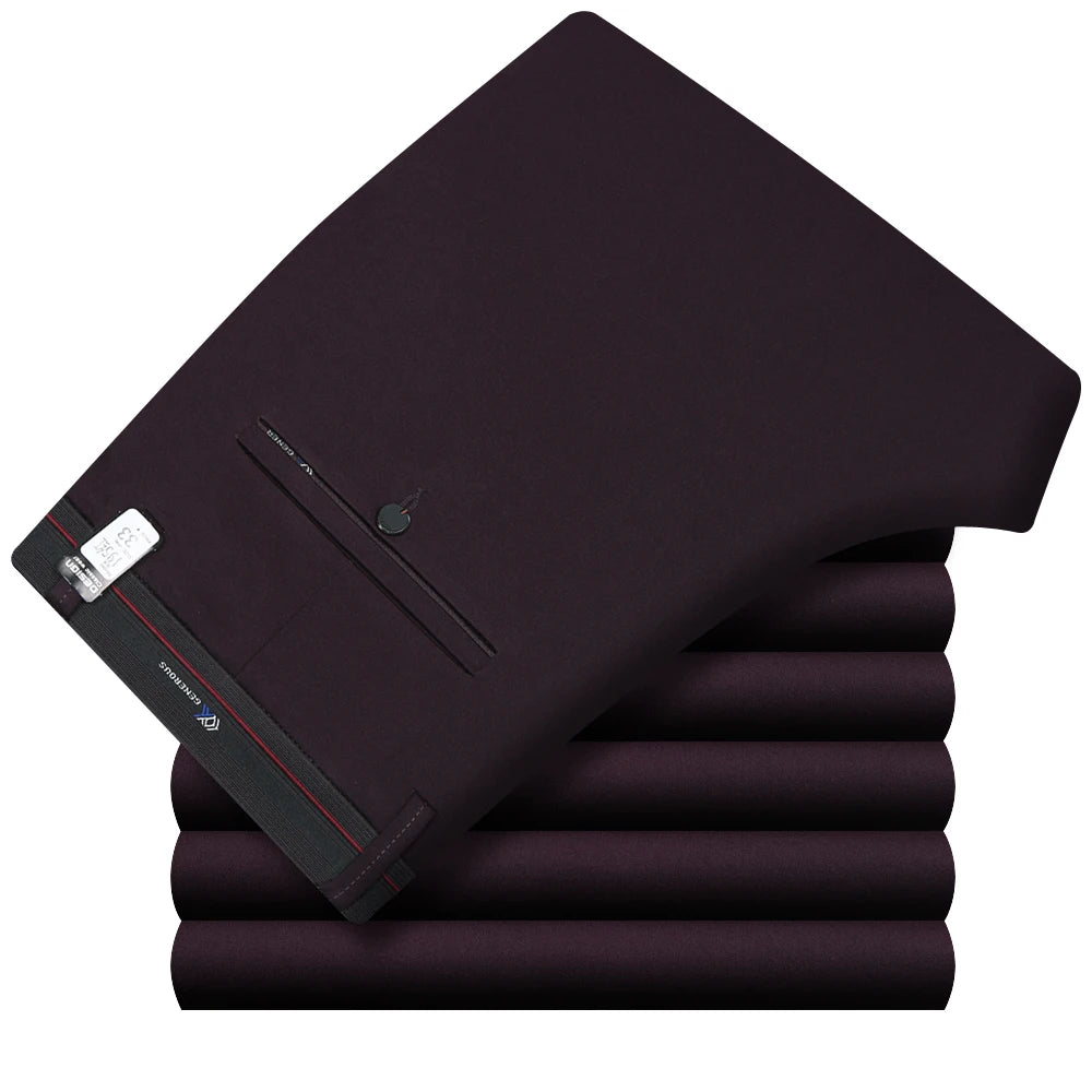 Stretch Formal DressTrousers For Men Summer Straight Classic Men's Total Freedom Relaxed Classic Fit Flat Front Pant voguable