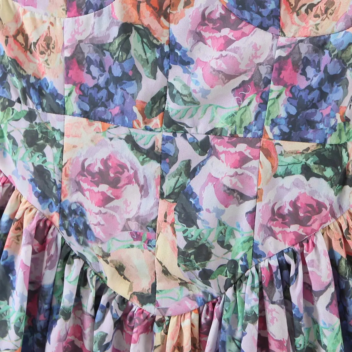 Voguable Vintage Multicolor Floral Print Sexy Sling Dress Women Summer Chiffon Super-Short Dress Holiday Beach Sundress voguable