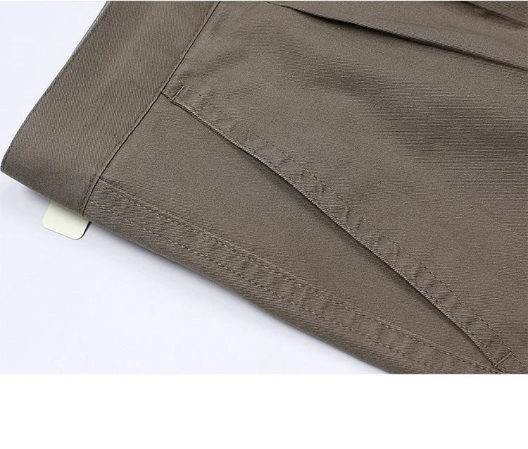 Straight Loose Casual Pants Men Pleated Classic Basic High Waist Thick Autumn 100% Cotton Black Office Trousers 42 44 46 voguable