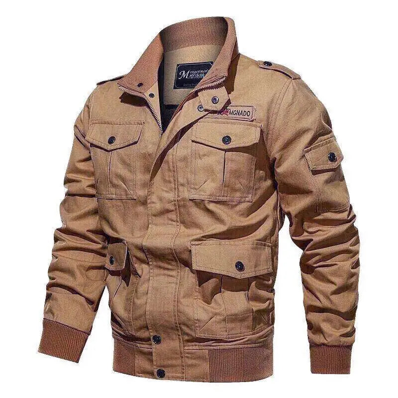 Spring and autumn military jacket male cotton water wash collar pilot cotton jacket large size plus velvet winter youth voguable
