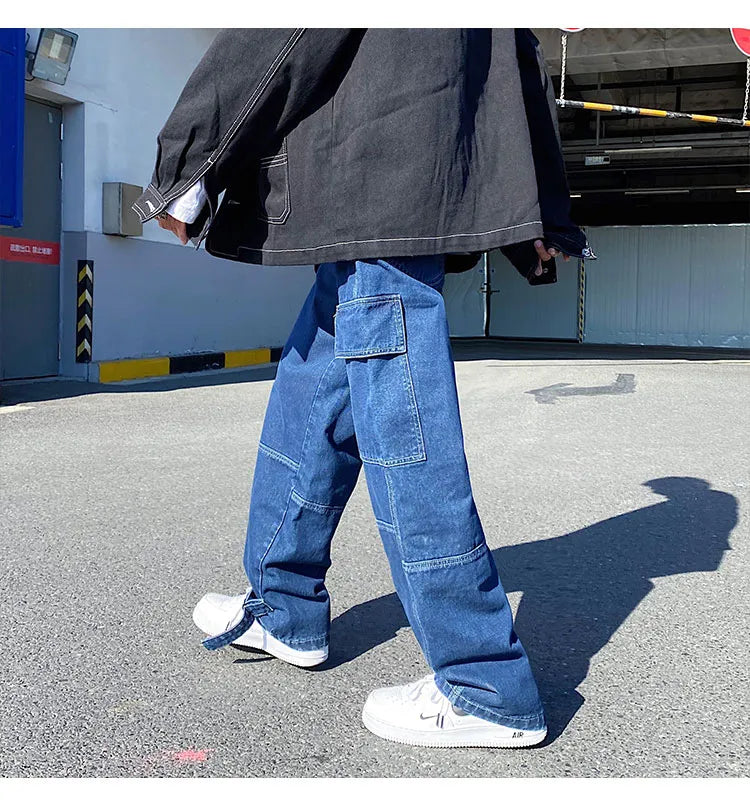 Men Jeans Wide Leg Denim pants Loose Straight Baggy Men's Jeans hip hop Streetwear Skateboard Neutral denim Trousers Cargo jeans voguable