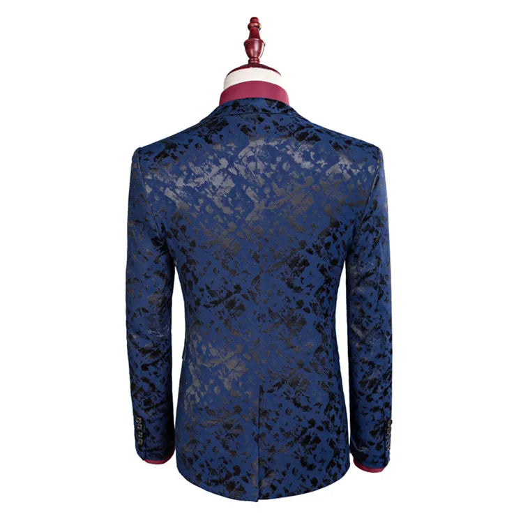 Men Suit  Business Leisure Single Breasted Suits 3 Pieces Sets Male Printing Groom Wedding Dress Jacket Blazers Coat Vest Pants voguable