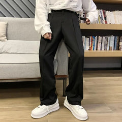 Voguable Khaki Black White Suit Pants Men's Fashion Business Society Men Dress Pants Korean Casual Wide-leg Pants Men Straight Trousers voguable