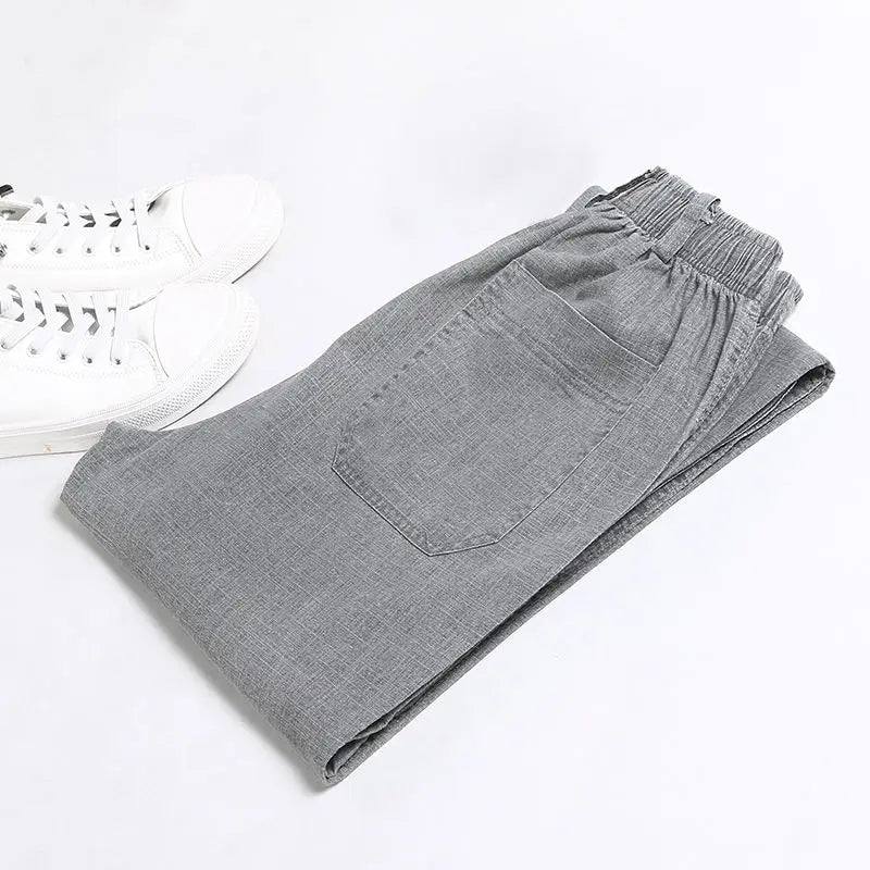 Voguable  Summer Linen Men Casual Pants Work Wear Office Thin Golf Straight Long Formal Suit Trousers Plus Size 5xl New voguable