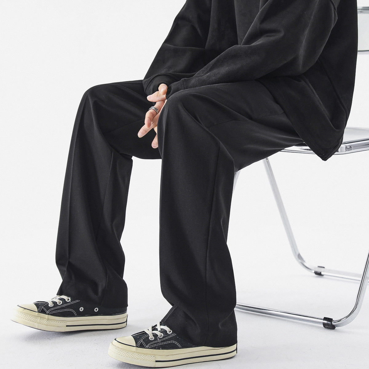 Voguable black men fashion urban Italian Style Naples Suit Pants Draping High-Grade Suit Pants Ruan Handsome Loose Straight Casual Pants voguable
