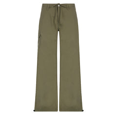 Voguable 2000s fashion Women's Spring Fashion Bow Lace-up Pocket Overalls Low Waist Slimming Casual Ankle-Tied Pants voguable