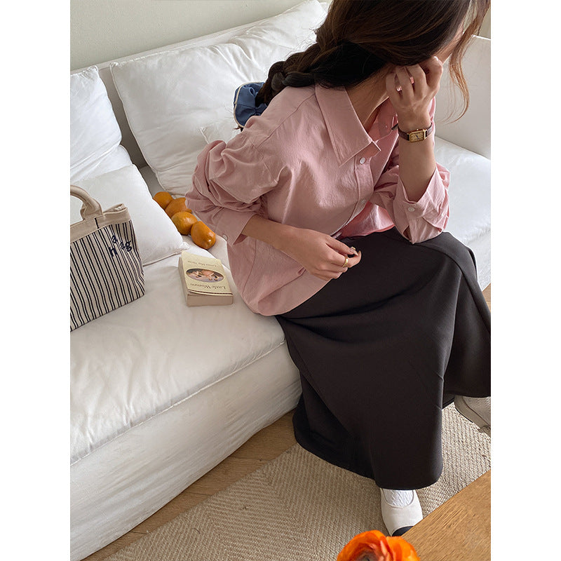 Voguable men’s fashion 3Th Morning Healing Series Stacked French High-Grade Cotton Shirt Early Autumn New voguable