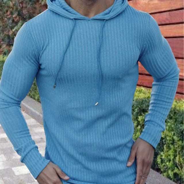 Voguable mens clothing styles Men's Muscle Fitness Spring and Autumn Slim Training Clothes Knitted Long-Sleeved Hoodie Pullover Jacket voguable