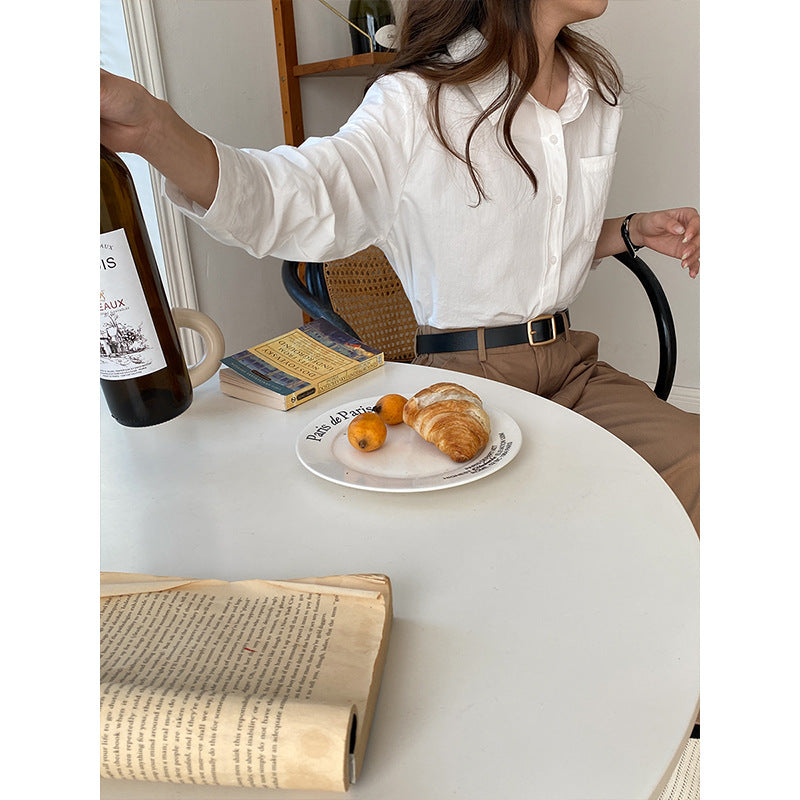 Voguable men’s fashion 3Th Morning Healing Series Stacked French High-Grade Cotton Shirt Early Autumn New voguable