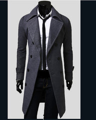 Voguable mens winter fashion New Men's Double-Breasted Woolen Trench Coat Mid-Length Slim Casual Woolen Coat [M-4XL]] voguable