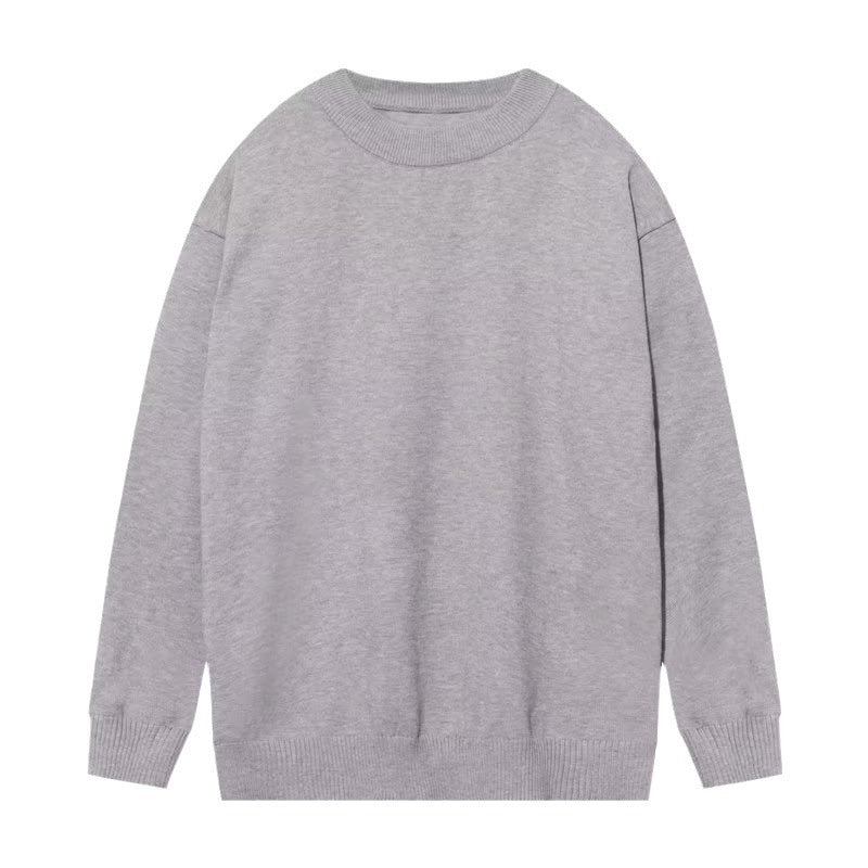 Voguable mens fashion Spring and Autumn New Pure Color Sweater Men's Fresh round Neck Basic Long Sleeve Youth Casual Drop Shoulder Bottoming Shirt voguable