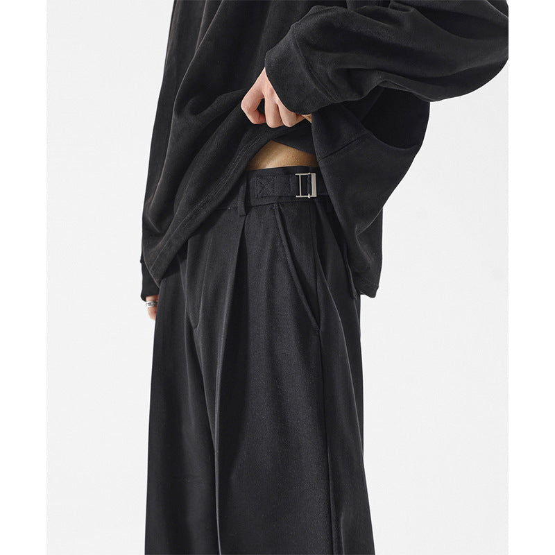 Voguable black men fashion urban Italian Style Naples Suit Pants Draping High-Grade Suit Pants Ruan Handsome Loose Straight Casual Pants voguable
