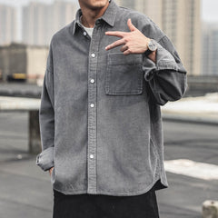 Voguable boy outfits Corduroy Shirt Men's Long-Sleeved Autumn Japanese Fashionable Casual Loose Men's Autumn and Winter Thick Shirt Men's Coat voguable